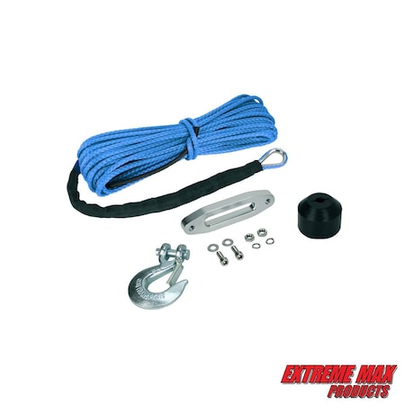 Extreme Max Extreme Max 5600.3099 The Devil's Helper Complete Synthetic ATV Winch Rope Kit - Blue 5600.3099